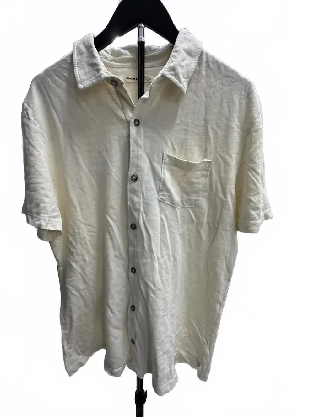 Marine Layer Men's Large Cream Short Sleeve Button-Up Shirt - Picture 1 of 3